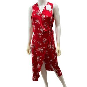 L’Academie Women’s Size Small Red Floral Hi-Low Wrap Blouse NEW